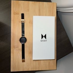 NEW MVMT Woman's BLACK & Rose Gold, Mesh Bracelet Watch 36mm